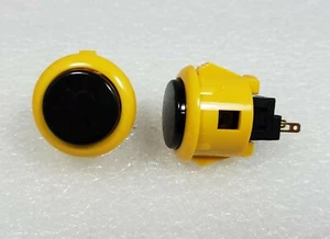 2 x Japan Sanwa Yellow Black Start Mix Buttons OBSF-24-Y/K Video Arcade Parts - Picture 1 of 4