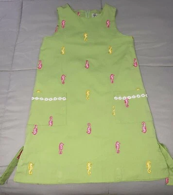 Vestido Lilly Pulitzer Niñas Sea Horse Shift Verde/Rosa/Amarillo Forrado Talla 12 Foto 1 de 4