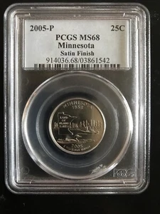 2005-P MINNESOTA 25c Satin Finish PCGS MS68 - Picture 1 of 3
