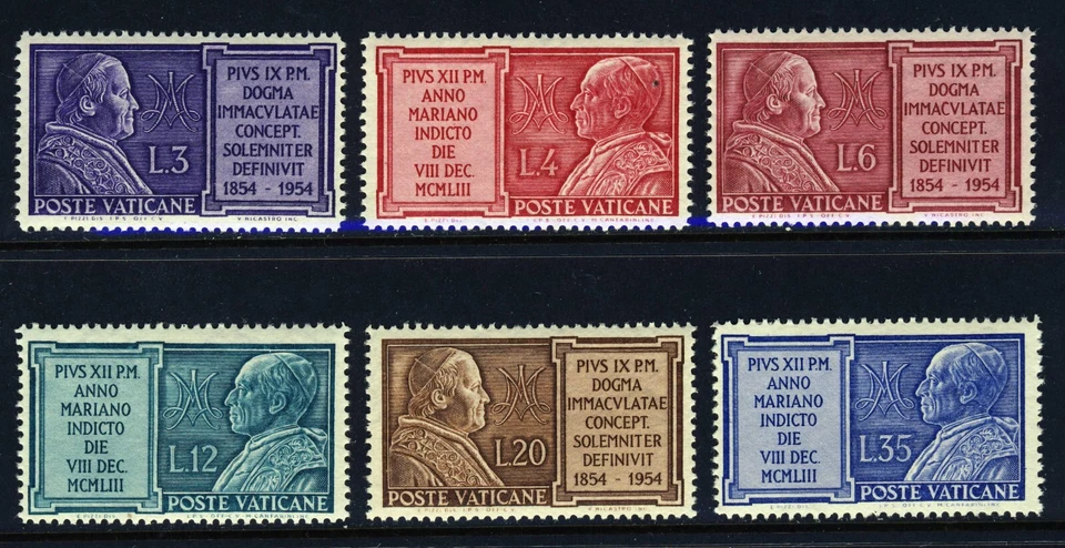 VATICAN CITY . 1954 Marian Year (176-181) . Mint Never Hinged - Image 1 of 1