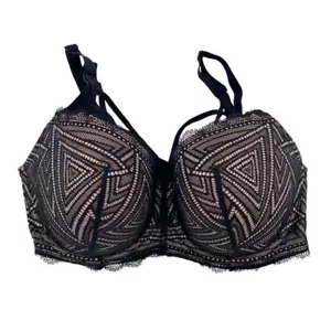 Adore Me Trezza Contour Plus Balconette Bra Size 38DDD Jet Black Sirocco Beige - Picture 1 of 9
