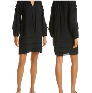 Club Monaco Women's Black Pintuck Viscose Blend 3/4 Sleeves Dress size 4 - Picture 1 of 6