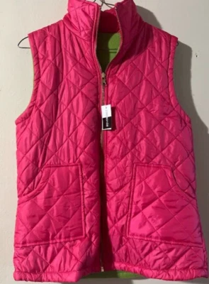 NWT Lexi York Reversible Vest Quilted Fleece Green Full Zip W Pockets Small Pink - Image 1 of 4