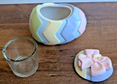 Castiçal de cerâmica pastel ovo de Páscoa votivo/luz de chá com vidro na caixa - Imagem 1 de 4