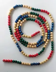 Vtg multicolor wood 1/2 inch bead garland 7.5 ft. - Picture 1 of 5