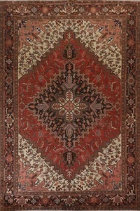 Vintage Heriz Geometric Hand-knotted 8'x11' Area Rug Classic Living Room Carpet - Picture 1 of 12