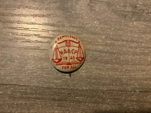 ORIGINAL NAACP Pin Democracy for All 1945 - Picture 1 of 3