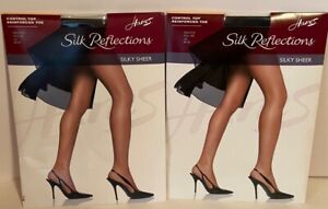 Hanes Silk Reflections Silky Sheer Control Top Reinforced Toe Pantyhose -Jet  AB