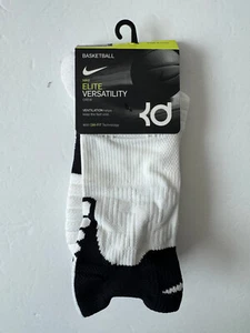 Nike Elite KD #35 Versatility Crew Basketball Socks White Black 5375 101 RARE - Picture 1 of 3