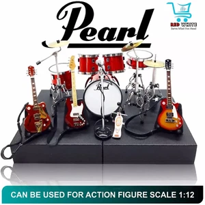 2 pcs-Miniature Drum & Guitar Set – Pearl Red-Free Shipping - Picture 1 of 4