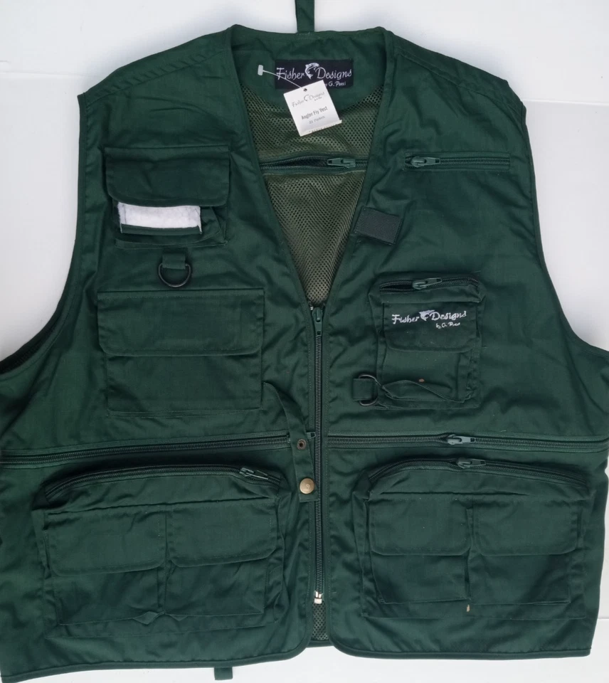 Fisher Designs G Pucci Chaleco de Pesca con Mosca Malla con Bolsillos con Cremallera Hombres Grande Foto 1 de 1
