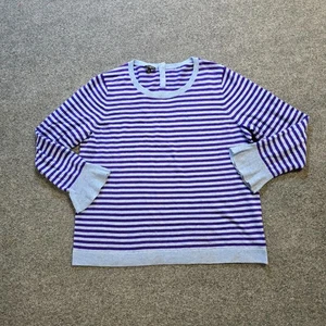 Talbots Sweater Womens 2X Purple Blue Striped Wool Blend Flare Sleeve Casual - Picture 1 of 10