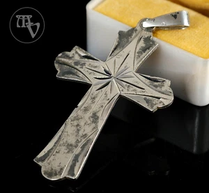 Colgante Cruz Plata Vintage Antiguo min 800 Clásico Grande 6,0cm 7,3g - Imagen 1 de 9