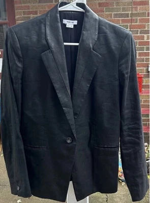 Helmut Lang Womens Black Tuxedo Blazer Jacket with Lambs Wool Collar - Size 8 - Image 1 of 3