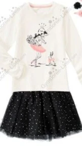Gymboree sz 10-12 "Blushing Swan" Diva Bunny Dance Tee Black Sparkle TuTu NWT - Picture 1 of 3