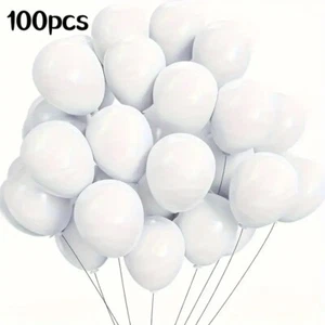 100 Pcs 10" Macaron White Round Balloons Latex For Birthday Wedding Decoration - Picture 1 of 6