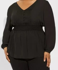 Torrid Women’s Smocked Ruffle Blouse Long Sleeve Sheer Size 5 NWOT - Picture 1 of 6