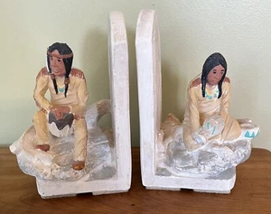 Vintage Apsit Bros of Calif Native American BookEnds. Chalk ware - Picture 1 of 9