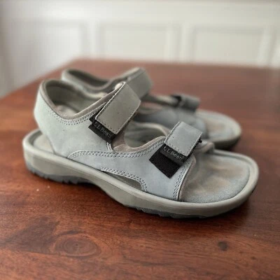 Sandalias deportivas LL Bean para mujer de gamuza con correa 6,5 azul gris gris ajustable al aire libre Foto 1 de 4