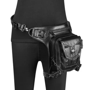 Punk Schädel skull Gürteltasche Bauchtasche Hüfttasche Tasche Waist Belt Bag PU - Picture 1 of 20
