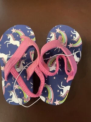 NEW Kids Girl Sandals Size 7 with Straps Unicorns Rainbows - Image 1 of 3
