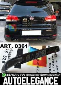 SOTTO PARAURTI POSTERIORE VW GOLF 6 VI 08-12 DIFFUSORE DOPPIO ABS NERO LUCIDO - - Imagen 1 de 12
