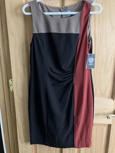Vince Camuto Women’s 8 Colorblock Sleeveless Ruched Waist Dress NWT - Picture 1 of 12