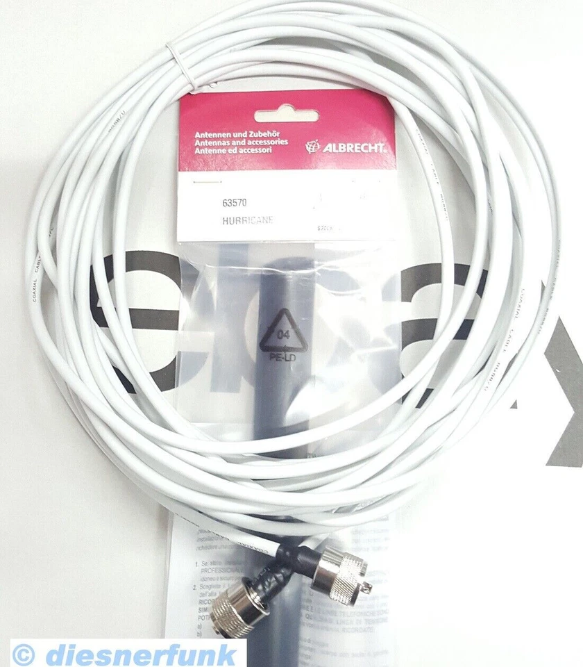 ALBRECHT 12,34Meter RG58U SWR abgestimmt für Hurricane 27, EXCALIBUR STORM Balkon Antenne