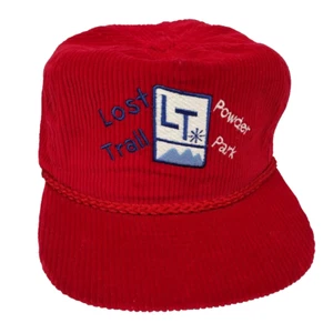 Imperial Vintage "Lost Trail Powder Park" Strapback Courduroy Hat Red Union USA - Picture 1 of 12