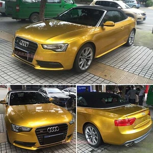 Gold Full Car Wrap Pearl Glossy Glitter Metallic Vinyl Decal Sticker Flexible AX - Picture 1 of 3