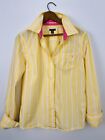 AE American Eagle Yellow Pink Stripe 100% Cotton Shirt Favorite Fit Women's 14