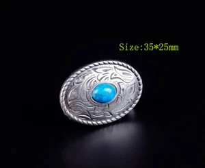 10PC 35*25MM SLIVER LEATHERCRAFT CONCHO DECOR TURQUOISE FLORAL SADDLE SCREWBACK - Picture 1 of 7