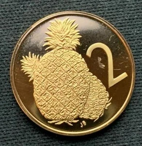 1972 Cook Islands 2 Cents Coin PROOF Pineapples ONLY 17K #N83 - Picture 1 of 2