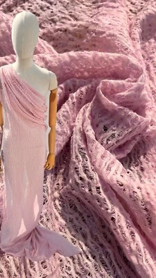 Lilac Pink Textured  Linen Cotton Blended Fabric By 2 Meters. - Image 1 of 4