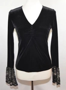 NWT Willi Smith Stretch Velour Lace Party Cocktail Shirt Womans XS Made in USA - Imagen 1 de 10