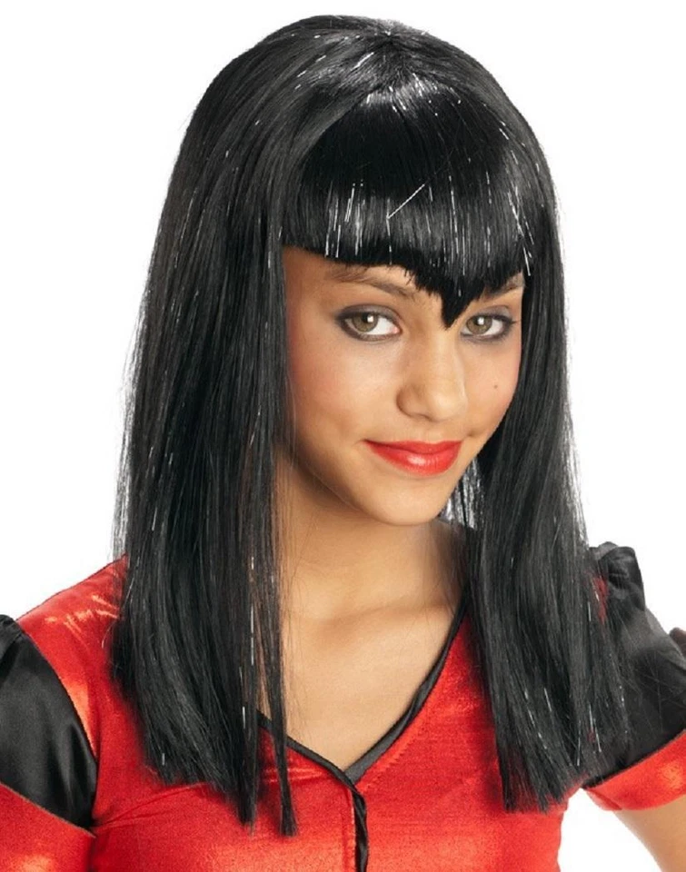 Glitter Vamp Wig Vampire Fancy Dress Halloween Child Costume Accessory 6 COLORS - Image 1 of 1