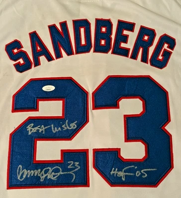 RYNE SANDBERG Chicago Cubs signed auto autographed Jersey JSA Inscribed HOF 05 - Image 1 of 4