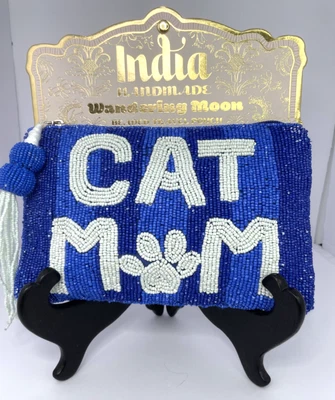 Bolsa de viaje viral con cuentas gato mamá hecha en la India luna errante cremallera con borla nueva con etiquetas Foto 1 de 4