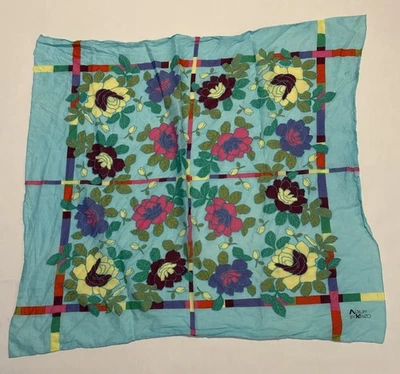 "Álbum de Kenzo bufanda floral turquesa rosa amarillo púrpura granate 32"" X 28""" Foto 1 de 4