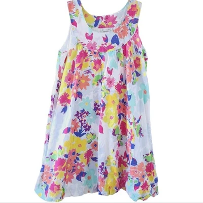 Vestido Solero Floral Azul Marino Antiguo Niñas Grande Plus 10-12, Sin Mangas, Algodón Foto 1 de 4