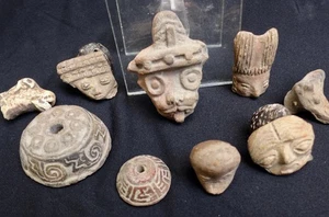 Nice small collection statue/Idols heads standing figure, pre Columbian, Mexico - Picture 1 of 9
