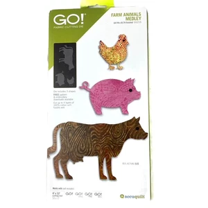 AccuQuilt GO! Farm Animals Medley Die Brand New Die Cuts Pig Chicken Cow 55215 - Picture 1 of 10