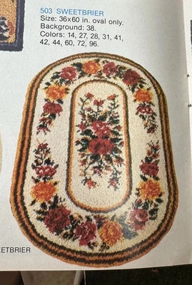 Kit de alfombra de gancho de cierre Shillcraft vintage #503 bohemio retirado 36x60 ovalado Sweetbrier Foto 1 de 4