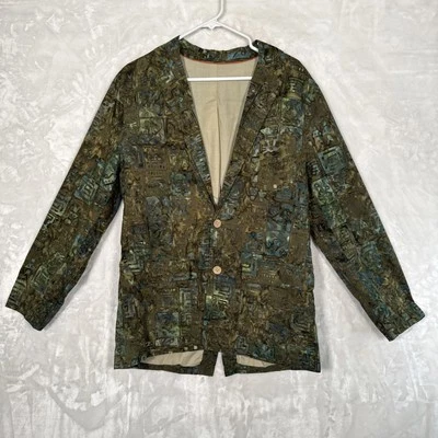 Chaqueta Blazer Territory Ahead Abrigo Deportivo Estampado Tropical Algodón Claro Verde Pequeña Foto 1 de 4