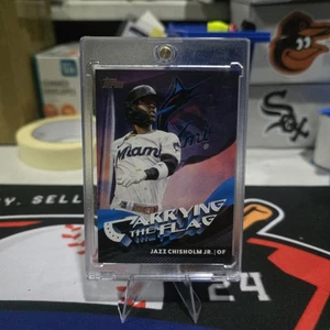 Jazz Chisholm Jr Carrying The Flag 2023 Topps Flagship Collection /100 - Picture 1 of 2