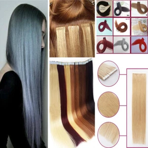 Cinta rubia trama de piel PU sin costuras de 16-26 pulgadas en extensiones de cabello humano Remy 30-70 g - Imagen 1 de 39