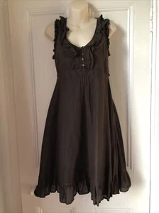John Rocha Kleid Größe 12 Schokolade Rüschendetail UVP 40 £ - Bild 1 von 6