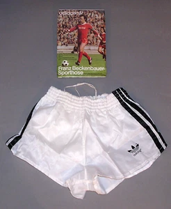 ORIGINAL 80er ADIDAS SPORTHOSE SHORTS "FRANZ BECKENBAUER WM" weiß + schwarz  NEU - Bild 1 von 3