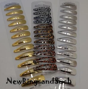 36 Small Snap Clips Barrettes hair candy dance sports Silver Gold animal print - Picture 1 of 3