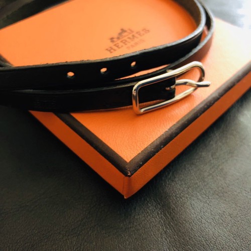 HERMÈS Bracciale In Pelle HERMES Nero MM Choker Medor Collier Rivale Kelly Etrier Autentico